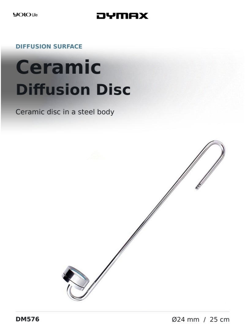 Dymax Stainless Steel CO2 Diffuser 24mm 25cm, Aquarium Diffuser, Ceramic Disc CO2 Refinement System for Planted Tanks, Aquascaping, Fish Keeping - Image 2