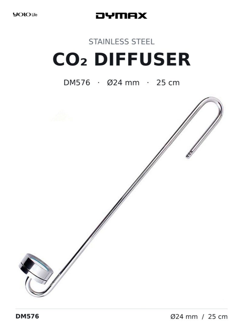 Dymax Stainless Steel CO2 Diffuser 24mm 25cm, Aquarium Diffuser, Ceramic Disc CO2 Refinement System for Planted Tanks, Aquascaping, Fish Keeping - Image 1