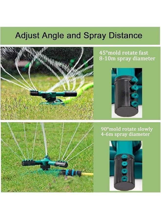 رشاش مياه دوار 360 درجة قابل للتعديل بـ3 اذرع لنظام ري الحديقة لنباتات الفناء وخرطوم العشب، اداة ري للحديقة في الهواء الطلق، راس دوار (اصفر) - Image 5