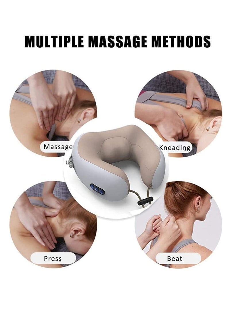Rechargeable U Shaped Cervical Massage Pillow Neck Massager Vibration Pillow, Multifunctional Shoulder and Electric for Relax Muscles Fatigue - Image 2