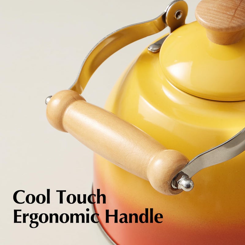 ROCKURWOK Tea Kettle, Tea Pot with Cool Touch Ergonomic Handle, Teapot Food Grade Stainless Steel, Tea Kettle Stovetop, Kettle Teapot, Whistling Tea Kettle, Small Tea Pot, 1.6 Quart (Orange) - Image 5