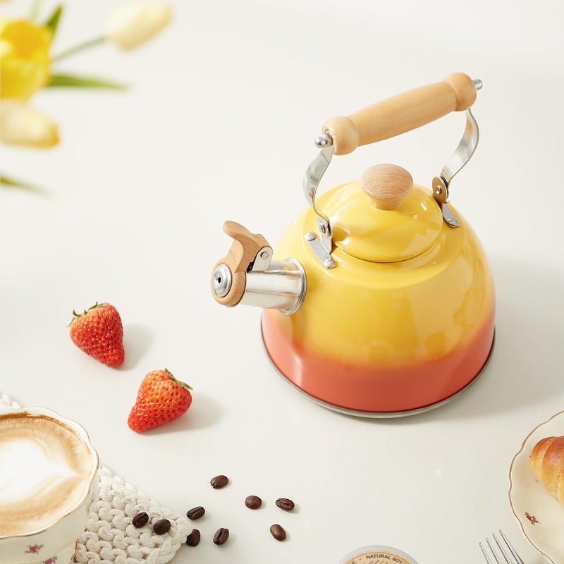ROCKURWOK Tea Kettle, Tea Pot with Cool Touch Ergonomic Handle, Teapot Food Grade Stainless Steel, Tea Kettle Stovetop, Kettle Teapot, Whistling Tea Kettle, Small Tea Pot, 1.6 Quart (Orange) - Image 3