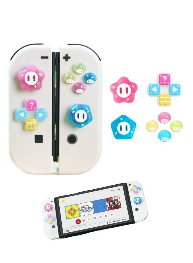 AceLuste 7 PCS Cross D-Pad Button Caps Thumb Grips Caps Set, Suitable for Nintendo Switch/Switch OLED, Cute Cartoon 3D Soft Silicone ABXY Buttons Joystick Cover Caps - Image 1