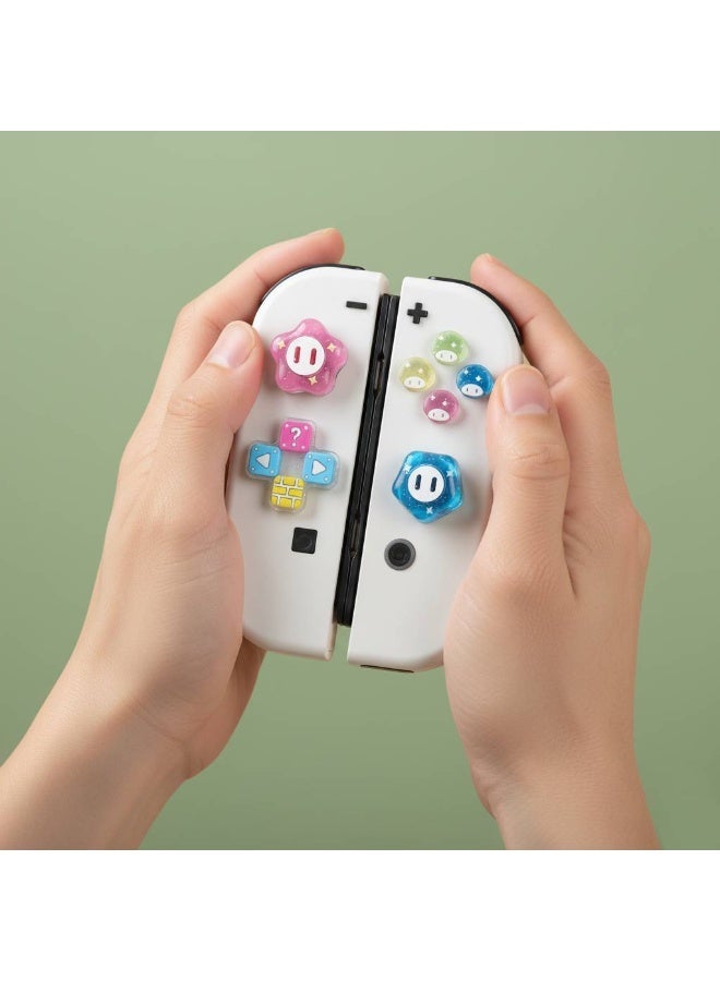 AceLuste 7 PCS Cross D-Pad Button Caps Thumb Grips Caps Set, Suitable for Nintendo Switch/Switch OLED, Cute Cartoon 3D Soft Silicone ABXY Buttons Joystick Cover Caps - Image 2