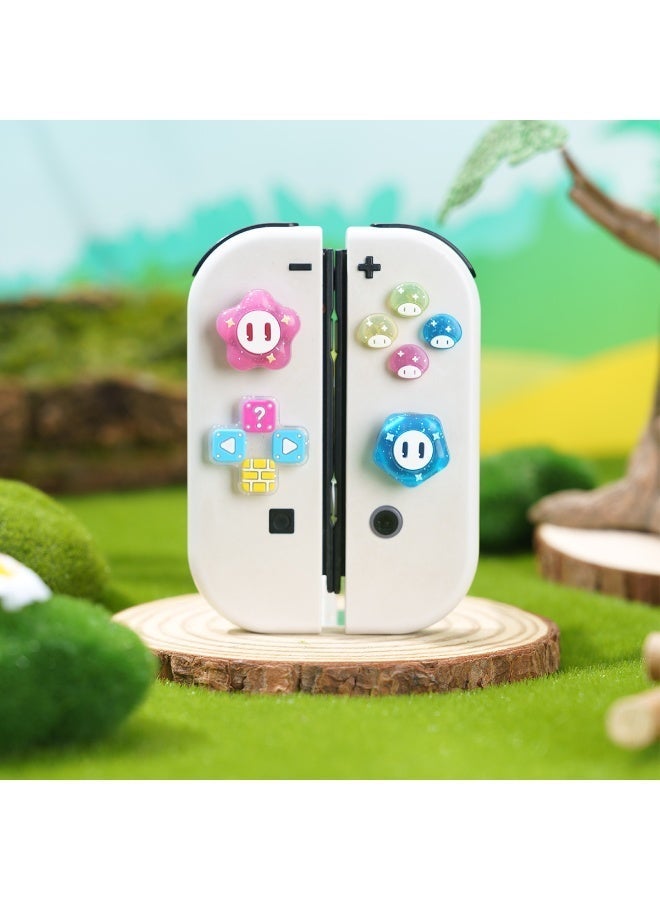 AceLuste 7 PCS Cross D-Pad Button Caps Thumb Grips Caps Set, Suitable for Nintendo Switch/Switch OLED, Cute Cartoon 3D Soft Silicone ABXY Buttons Joystick Cover Caps - Image 3