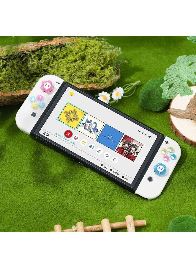 AceLuste 7 PCS Cross D-Pad Button Caps Thumb Grips Caps Set, Suitable for Nintendo Switch/Switch OLED, Cute Cartoon 3D Soft Silicone ABXY Buttons Joystick Cover Caps - Image 4