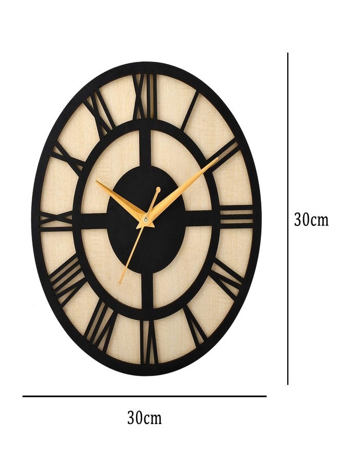TAGROCK 12" High Precision Decorative Antique Roman Numbers Wooden Silent Non Tickling Wall Clock for Living Room, Hall, Bedroom - Analog (Pack of 1) (TAG_0031) - Image 2