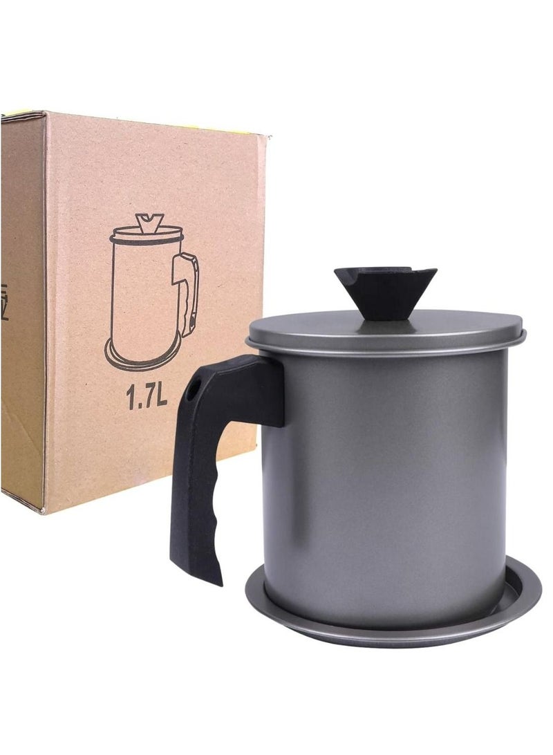 ARTC Stainless Steel Residue Filter Oil Storage And Drain Pot Container With Strainer Silver 1.7L