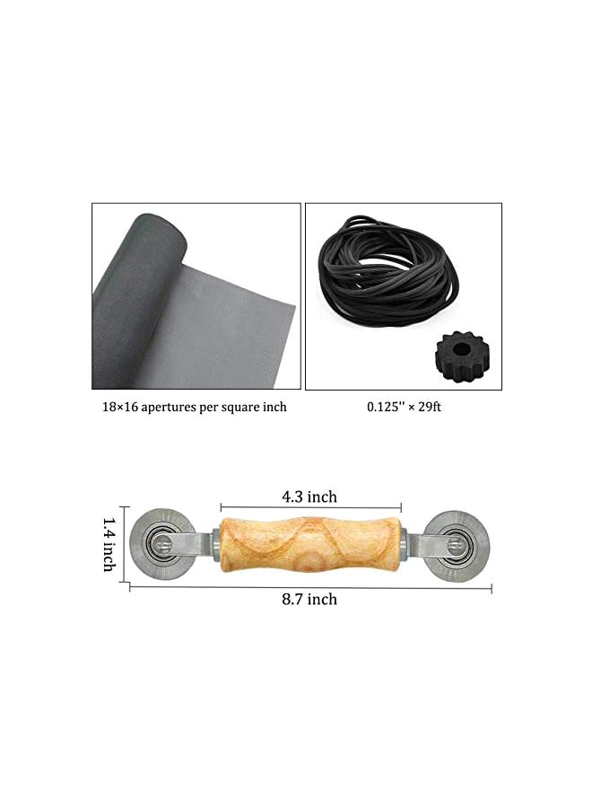 The Bros شاشات نوافذ قابلة للتعديل 59" x 106" مع أداة دوارة ومشبك شاشة، شبكة ألياف زجاجية مخصصة، استبدال شاشة النوافذ للأبواب وشاشات الفناء، رمادي - Image 2