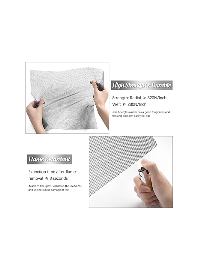 The Bros شاشات نوافذ قابلة للتعديل 59" x 106" مع أداة دوارة ومشبك شاشة، شبكة ألياف زجاجية مخصصة، استبدال شاشة النوافذ للأبواب وشاشات الفناء، رمادي - Image 4