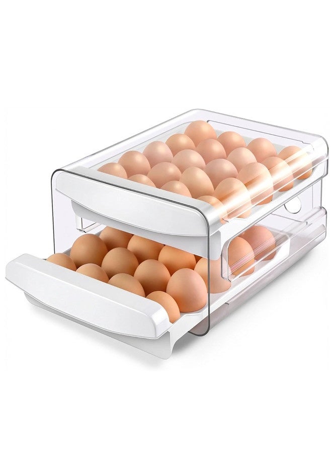 Osowake Egg Holder for Fridge, 2-Tier Stackable 40 Eggs Organizer Drawer for Refrigerator, Space-Saving Egg Container, Clear Plastic Egg Tray for Kitchen Storage - Image 1