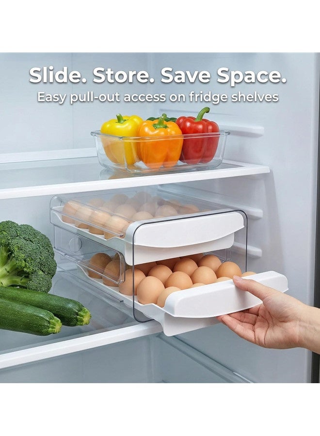 Osowake Egg Holder for Fridge, 2-Tier Stackable 40 Eggs Organizer Drawer for Refrigerator, Space-Saving Egg Container, Clear Plastic Egg Tray for Kitchen Storage - Image 2