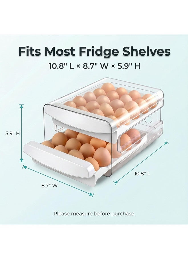 Osowake Egg Holder for Fridge, 2-Tier Stackable 40 Eggs Organizer Drawer for Refrigerator, Space-Saving Egg Container, Clear Plastic Egg Tray for Kitchen Storage - Image 3