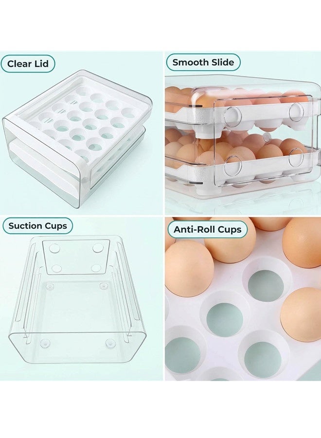 Osowake Egg Holder for Fridge, 2-Tier Stackable 40 Eggs Organizer Drawer for Refrigerator, Space-Saving Egg Container, Clear Plastic Egg Tray for Kitchen Storage - Image 5