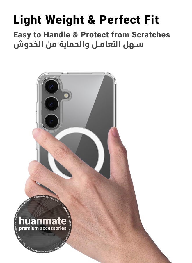 هووانميت حافظة لهاتف سامسونج جالكسي اس 25 بلس ماج سيف شفاف - مغناطيس قوي وعالي الجودة، متوافق مع الشحن اللاسلكي، حماية ضد الصدمات، غطاء مغناطيسي نحيف للغاية مضاد للخدش لهاتف سامسونج جالكسي اس 25 بلس - Image 3