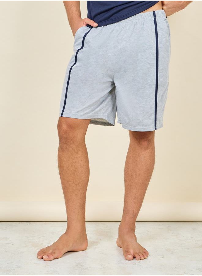 Styli - Raglan Sleeve Contrast Pocket T-shirt and Short Set - Image 1