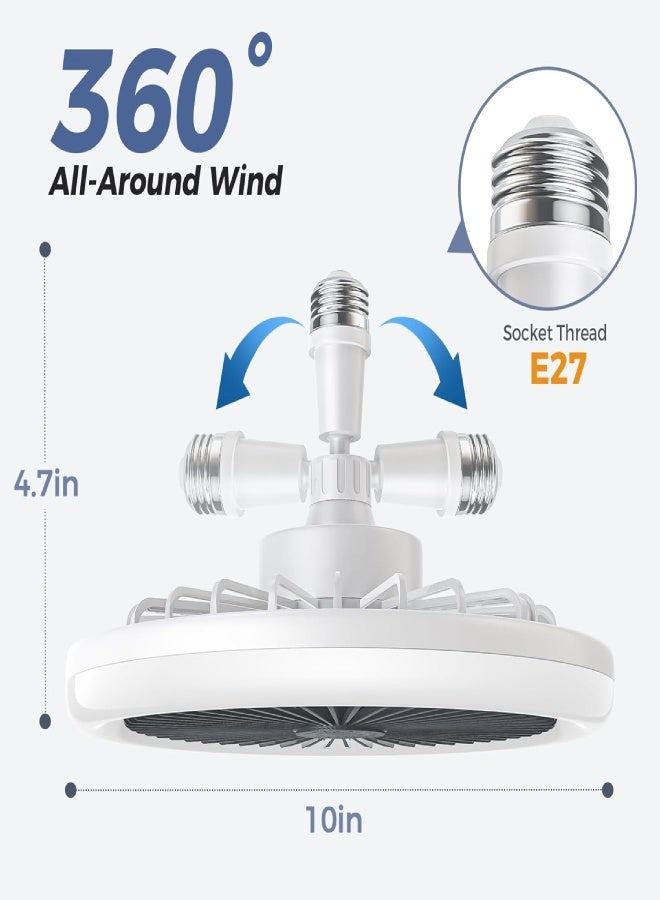 ارواق مروحة سقف بيضاء/رمادية مقاس 10 بوصات مزودة بإضاءة وجهاز تحكم عن بُعد - مروحة داخلية صامتة مزودة بإضاءة LED قابلة للتعديل لغرفة النوم والمطبخ والجراج وغرفة المعيشة - Image 4