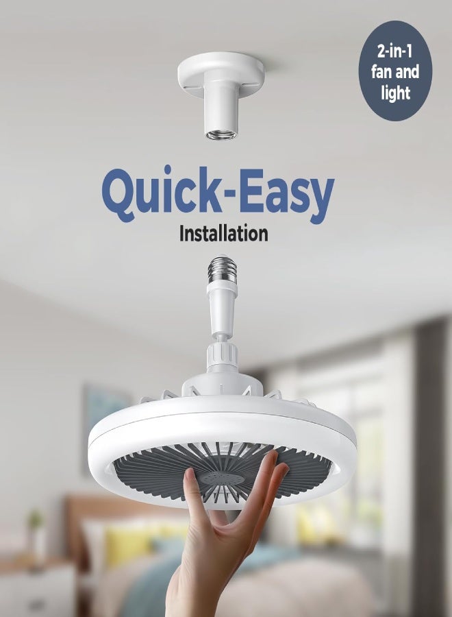 ارواق مروحة سقف بيضاء/رمادية مقاس 10 بوصات مزودة بإضاءة وجهاز تحكم عن بُعد - مروحة داخلية صامتة مزودة بإضاءة LED قابلة للتعديل لغرفة النوم والمطبخ والجراج وغرفة المعيشة - Image 1