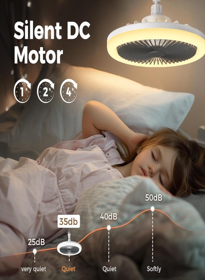 ارواق مروحة سقف بيضاء/رمادية مقاس 10 بوصات مزودة بإضاءة وجهاز تحكم عن بُعد - مروحة داخلية صامتة مزودة بإضاءة LED قابلة للتعديل لغرفة النوم والمطبخ والجراج وغرفة المعيشة - Image 5