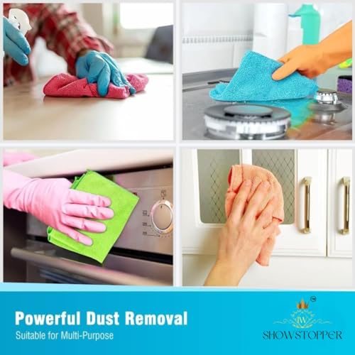 Showstopper Microfiber Cleaning Cloth | 6 Pack | Kitchen Cleaning Cloths and Wipes | Dusting Cloth for Home Cleaning | 40X40CM | 6 Color Assorted (Blue/Parrot Green/Sky Blue/Yellow/Orange/Pink) - Image 5