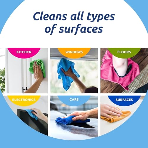 Showstopper Microfiber Cleaning Cloth | 6 Pack | Kitchen Cleaning Cloths and Wipes | Dusting Cloth for Home Cleaning | 40X40CM | 6 Color Assorted (Blue/Parrot Green/Sky Blue/Yellow/Orange/Pink) - Image 4
