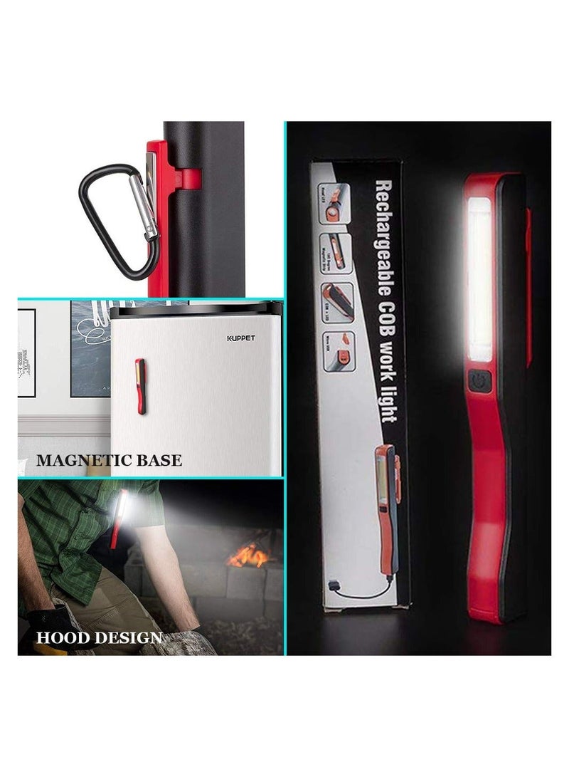 Rechargeable LED Work Light, Magnetic Inspection Lamp COB Flashlight Set Emergency Lighting Solution Workshop Illumination Tools Compact Task Lights for Household Workshop Emergency Use (2 Pack) - Image 3