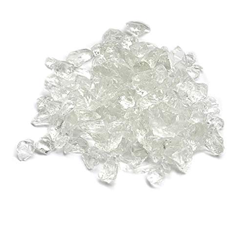 Skyflame 10-Pound Recycled Fire Glass for Fire Pit/Fireplace/Vase Fillers/Garden Landscapes, Ice Clear - Image 1