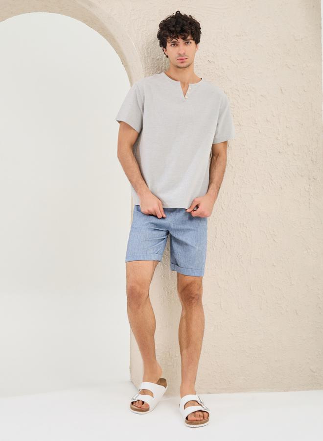 Styli Solid Notch Neck Oversized T-Shirt  - Image 2