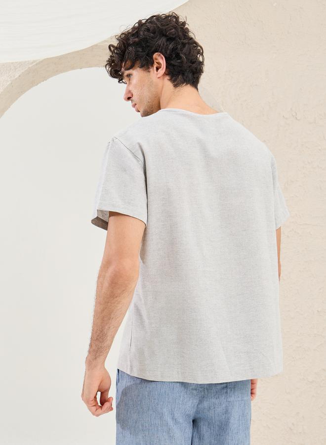 Styli Solid Notch Neck Oversized T-Shirt  - Image 4
