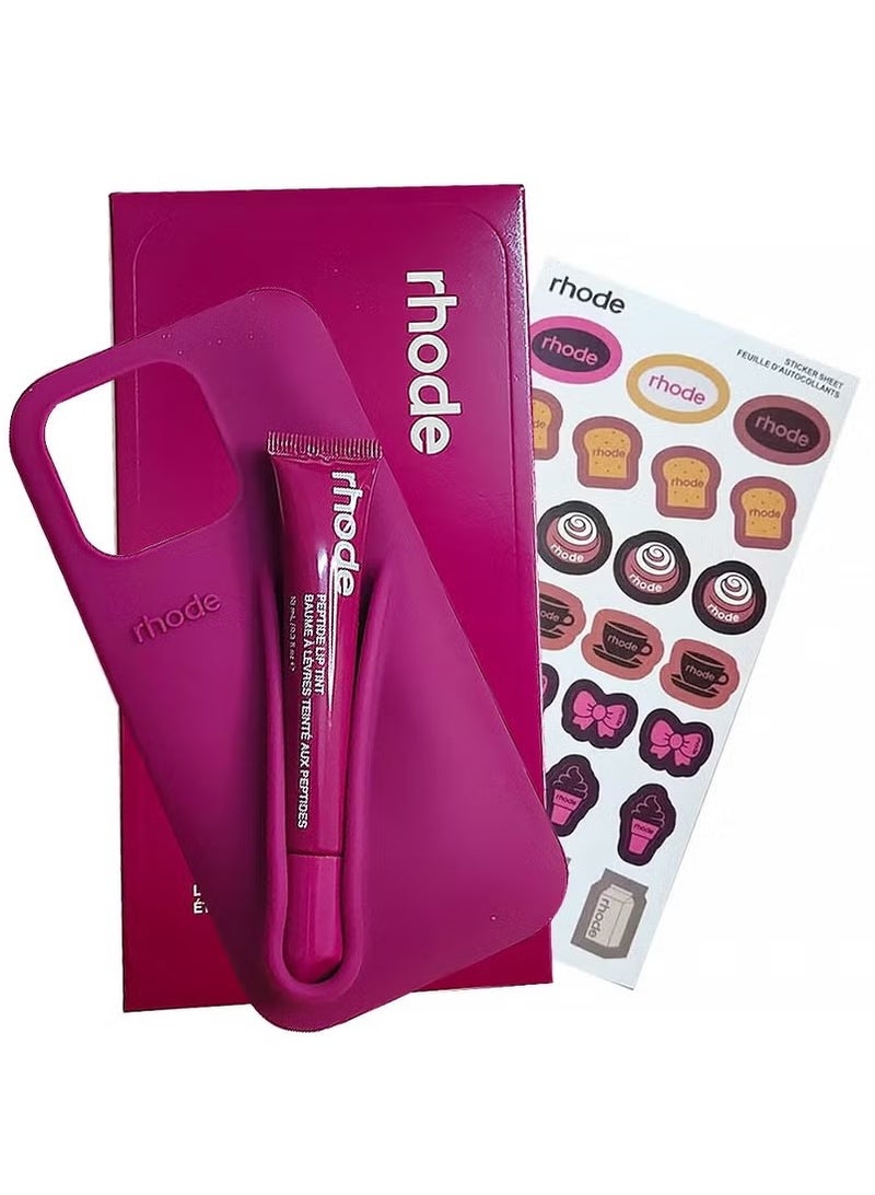 rhode Silicone Lip Holder for Cell Phone,Lip Gloss Adhesive Sleeve for Phone,Lip Holder Stick-on Phone Case,Back Stick On Holder for iPhone 16 Pro Max (Raspberry Jelly) ﻿ - Image 1