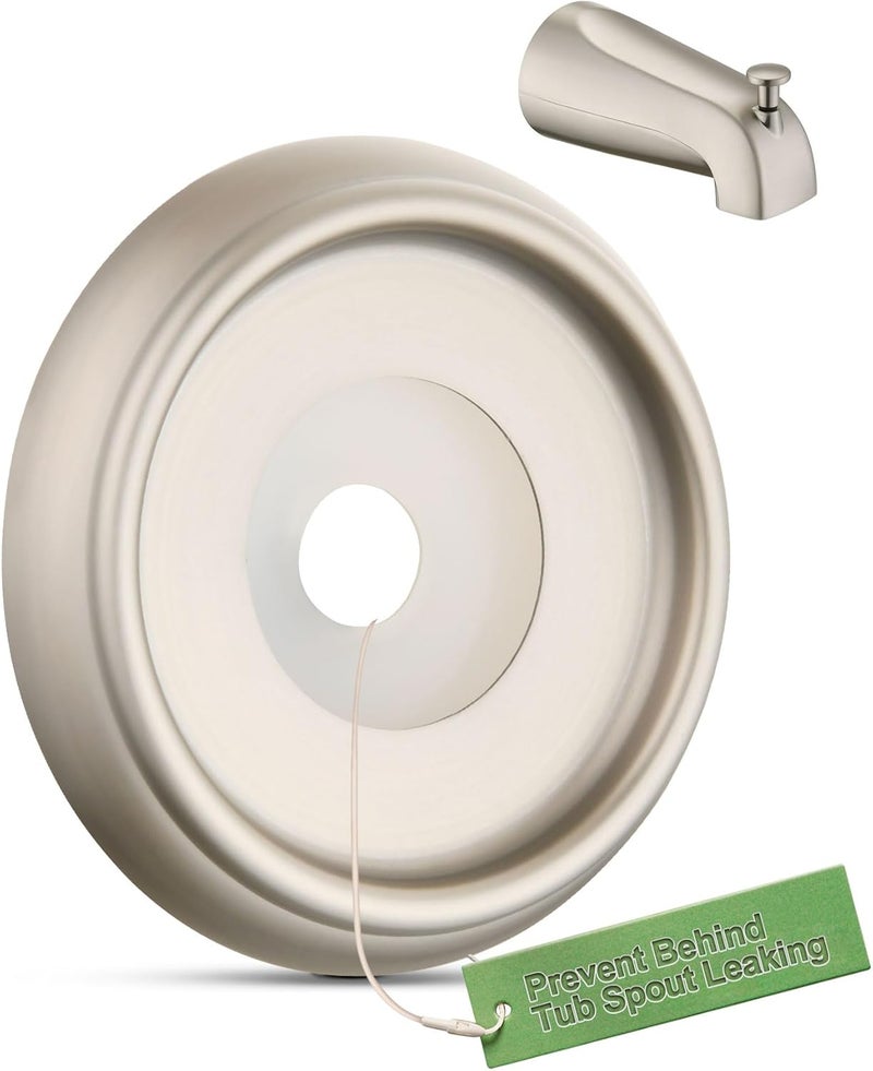 OrgCreator Bathtub Spout Cover with Seal Back Hole Cover Fit 1/2" Copper Pipe, Thread Pipe, Prvent Leaking from Behind Tub Spout, 1-1/2 Inch ID and 3-5/8 Inch OD, Brushed Nickel - Image 1