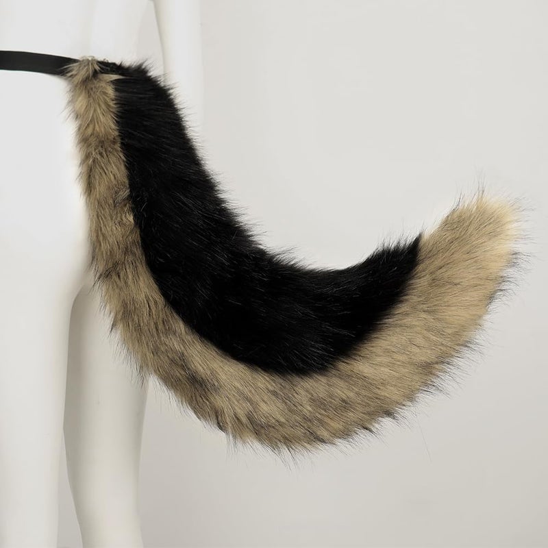 QinRuan Faux Fur Wolf Ears Headband Furry Dog Tail Set Animal Coustume Cospaly Halloween Party - Image 4