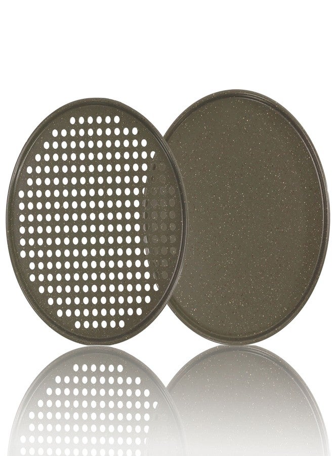 casaWare 2pc 12-inch Ultimate Pizza Pan Set, Nonstick, Ceramic Coated, (1) Solid, (1) Perforated (Silver Granite) - Image 4