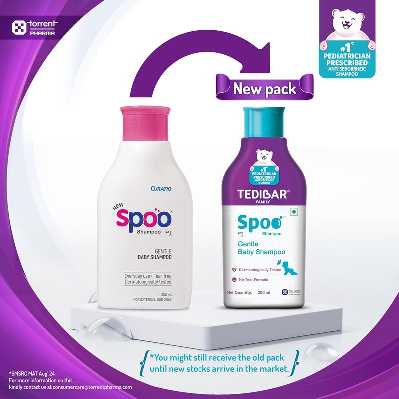 Spoo No-Tear Formula baby shampoo 200ml from Tedibar Family | Gentle on Scalp | No. No. 1 Pediatrician Prescribed Anti Seborrheic Shampoo* - By Torrent Pharma - Image 4