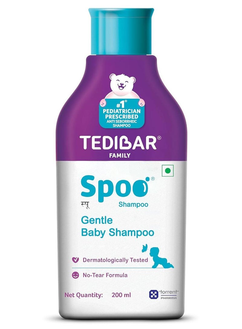 Spoo No-Tear Formula baby shampoo 200ml from Tedibar Family | Gentle on Scalp | No. No. 1 Pediatrician Prescribed Anti Seborrheic Shampoo* - By Torrent Pharma - Image 1