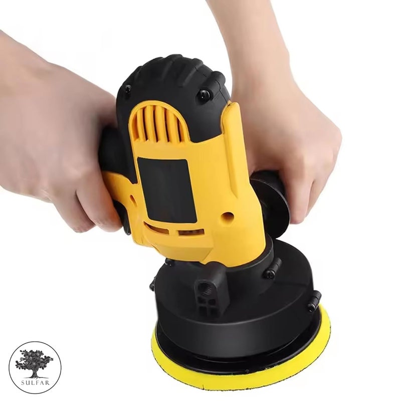 Sulfar Advanced Car Polisher Machine | 450W Motor, 220V, Adjustable Speed from 500-2500/min | Professional Quality for Polishing and Buffing | with Spindle Lock (Yellow) - Image 3