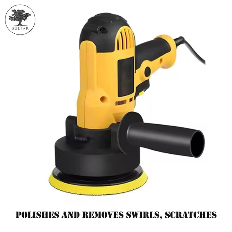 Sulfar Advanced Car Polisher Machine | 450W Motor, 220V, Adjustable Speed from 500-2500/min | Professional Quality for Polishing and Buffing | with Spindle Lock (Yellow) - Image 5