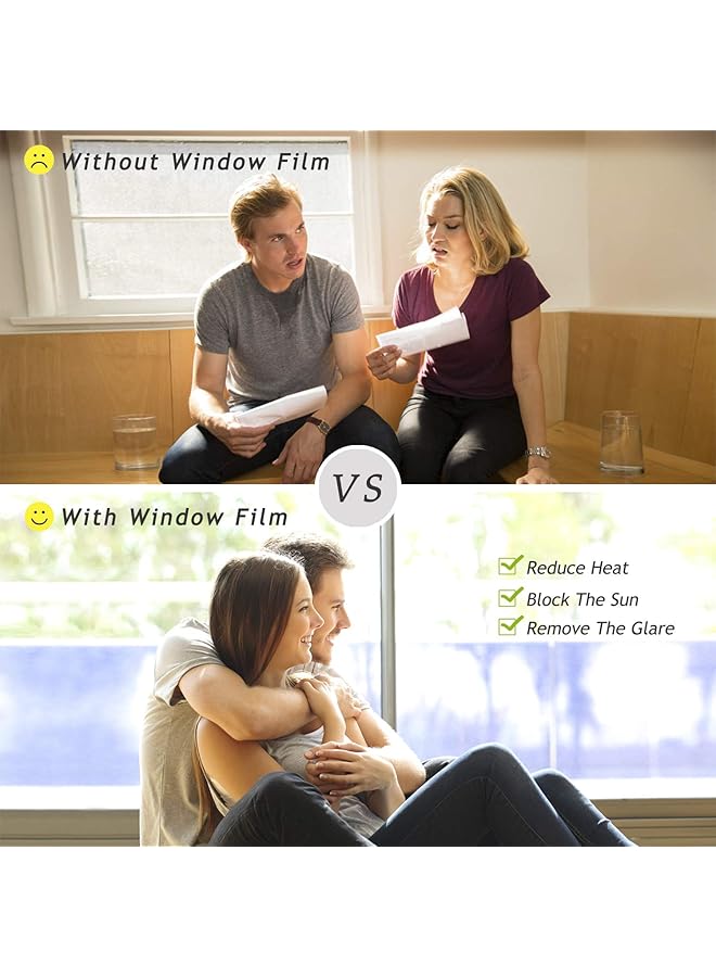 إيروريكس تظليل النوافذ للمنزل اتجاه واحد للخصوصية أثناء النهار فيلم نافذة التحكم في الحرارة حجب الشمس مضاد للأشعة فوق البنفسجية غير لاصق ثابت عاكس مرآة فيلم زجاجي للمنزل والمكتب أسود فضي 17.5 بوصة × 6.5 قدم - Image 2