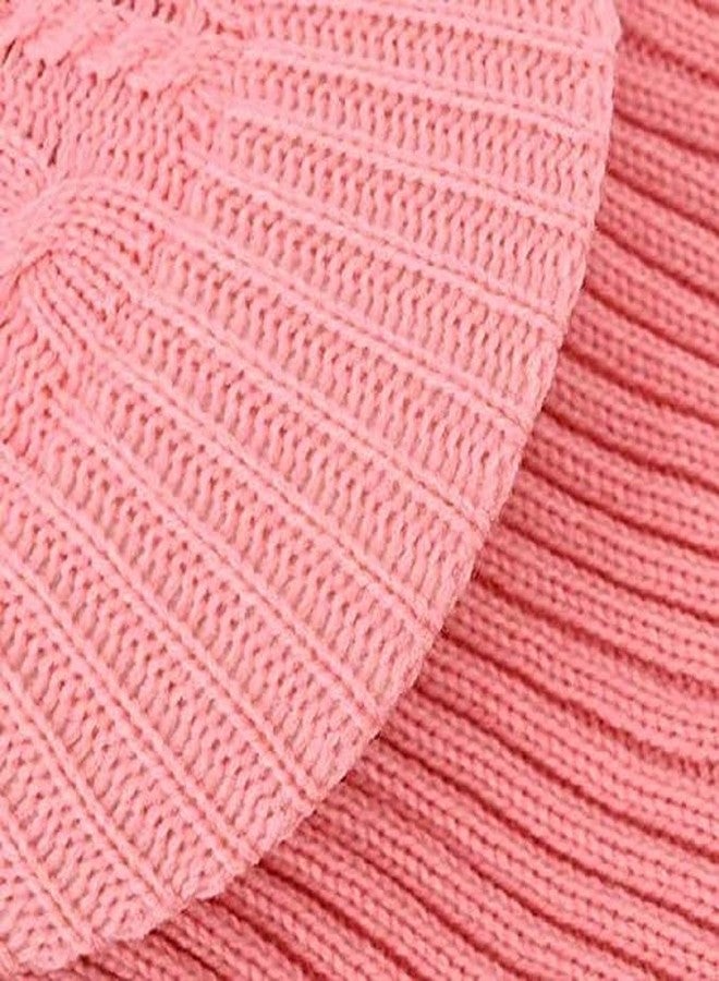 CAPICHINO Girl Winter Cap Monkey Beanie Cap Knit Balaclava Capset | Soft Wool Woolen Fuzzy Plush Skull Cap Windproof Full Face Cover Earflap Hood Nech Warmer Cap Pink - Image 5