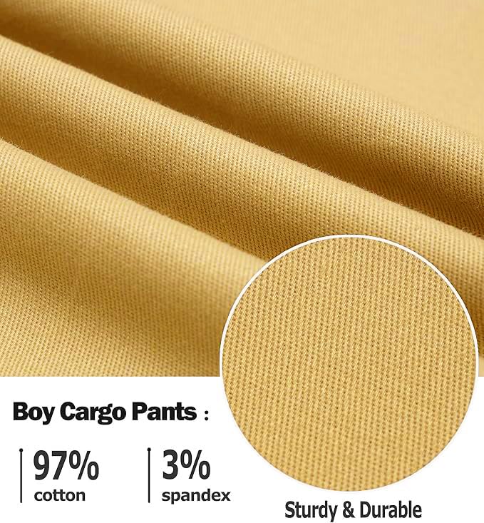 ADBUCKS Boys' Cotton Cargo Joggers – Soft, Casual Pants with Pockets II Boy's Relaxed Cargo Joggers Pants for Boy (in, Age, 9 Years, 10 Years, Gold) - Image 5