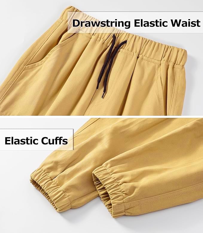 ADBUCKS Boys' Cotton Cargo Joggers – Soft, Casual Pants with Pockets II Boy's Relaxed Cargo Joggers Pants for Boy (in, Age, 9 Years, 10 Years, Gold) - Image 4
