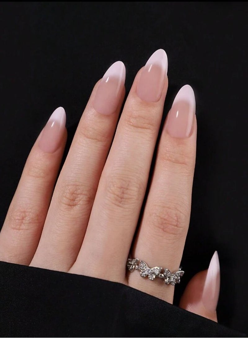30pcs Crop Almond-Shaped Gentle And Graceful French Gradient False Nails Suitable For Women, Girls - Image 3