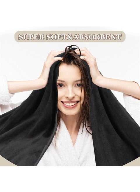Microfiber Hair Towel Wrap for Women Super Absorbent Quick Dry Magic Hair Turban for Drying Long Hair Soft and Large 24 inch X 43 inch Black