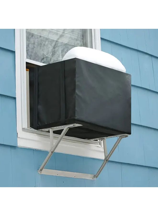 Black Weather Resistant 600D Polyester Air Conditioner Cover 53x40x40cm Adjustable Straps - Image 1