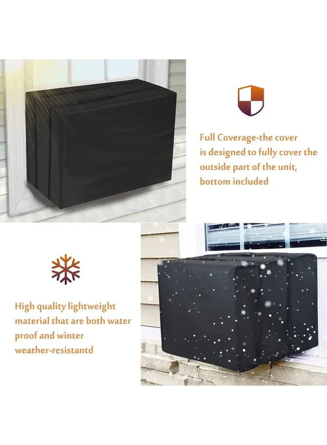 Black Weather Resistant 600D Polyester Air Conditioner Cover 53x40x40cm Adjustable Straps - Image 2