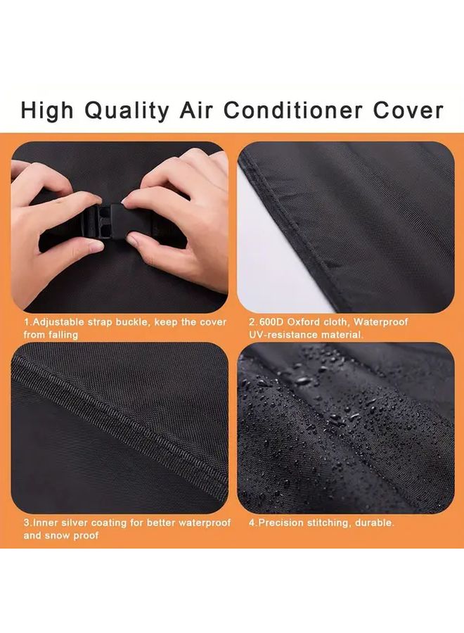 Black Weather Resistant 600D Polyester Air Conditioner Cover 53x40x40cm Adjustable Straps - Image 4