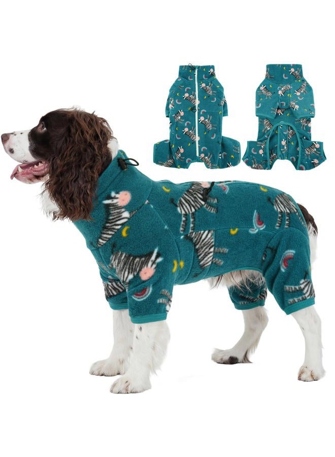 ROZKITCH Dog Pajamas for Large Breeds, Soft Fleece Pullover Pajamas, Pet Windproof Warm Cold Weather Jacket Vest with Reflective Zipper, Jumpsuit Apparel Outfit Clothes for Medium Dog Zebra L - Image 1