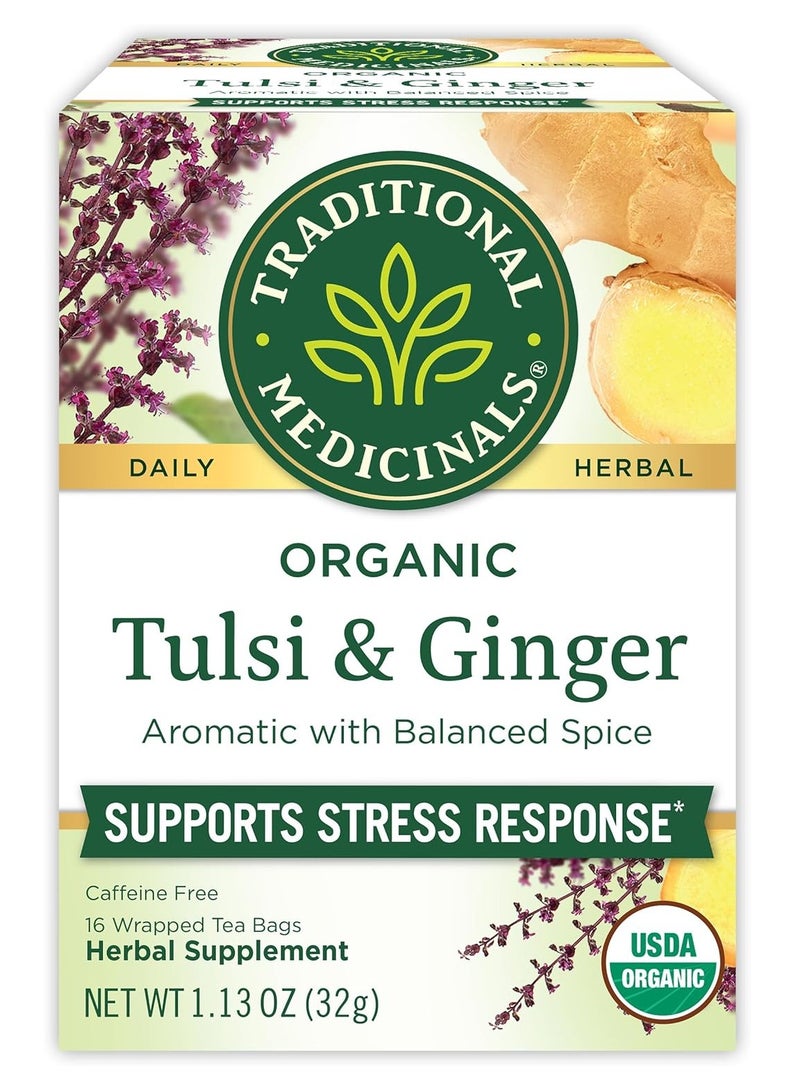 Tm Traditional Medicinals Tea Tulsi Ginger Organic, 16 Teabags - Image 1