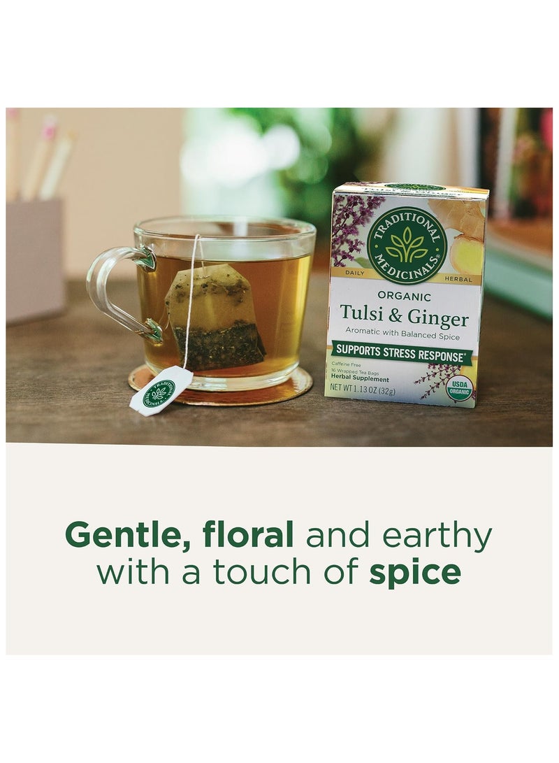 Tm Traditional Medicinals Tea Tulsi Ginger Organic, 16 Teabags - Image 3