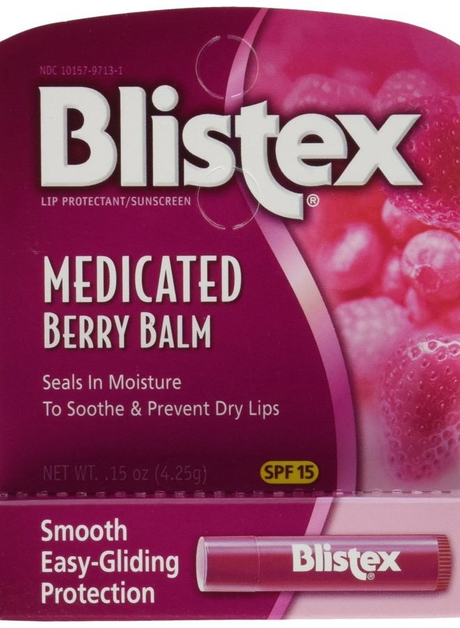 Medicated Lip Balm, SPF 15, Berry.15-Ounce Tubes (Pack of 8)